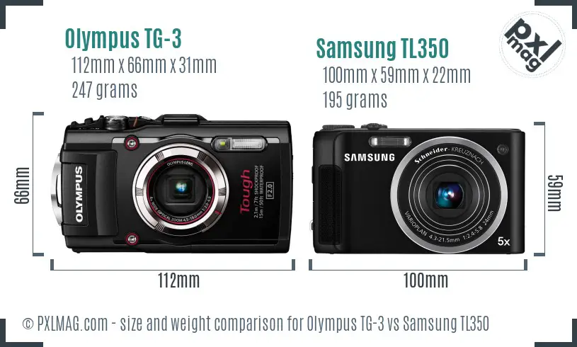 Olympus TG-3 vs Samsung TL350 size comparison Olympus TG-3 vs Samsung TL350 size comparison