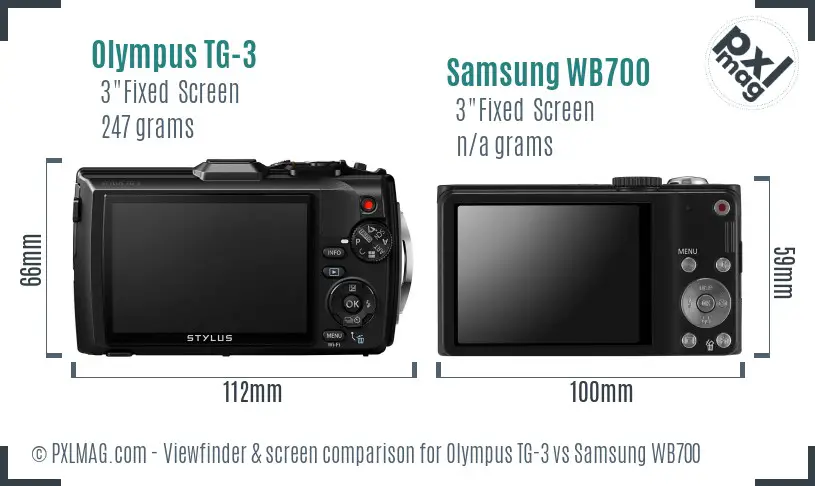 Olympus TG-3 vs Samsung WB700 Screen and Viewfinder comparison