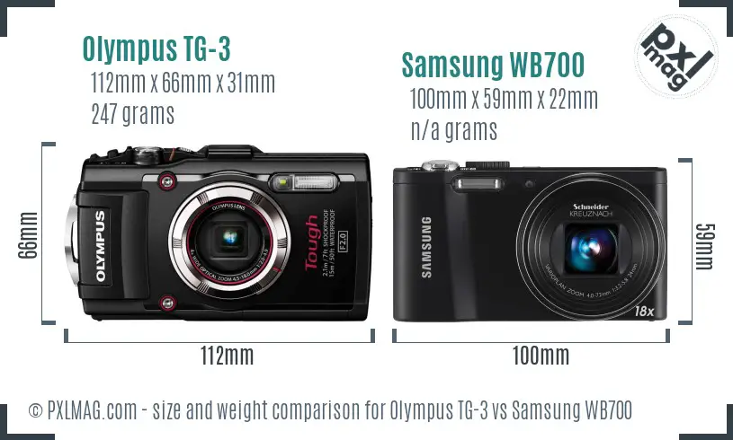 Olympus TG-3 vs Samsung WB700 size comparison