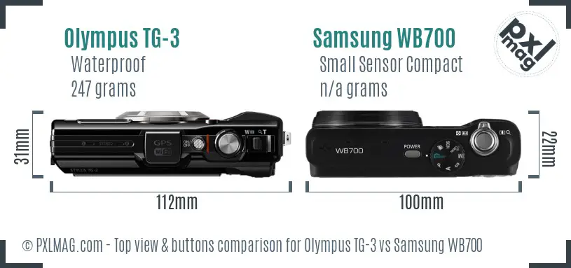 Olympus TG-3 vs Samsung WB700 top view buttons comparison