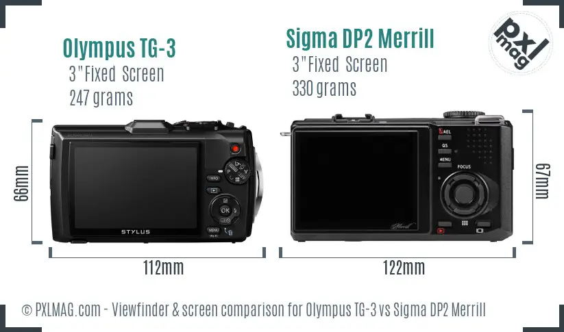 Olympus TG-3 vs Sigma DP2 Merrill Screen and Viewfinder comparison Olympus TG-3 vs Sigma DP2 Merrill Screen and Viewfinder comparison