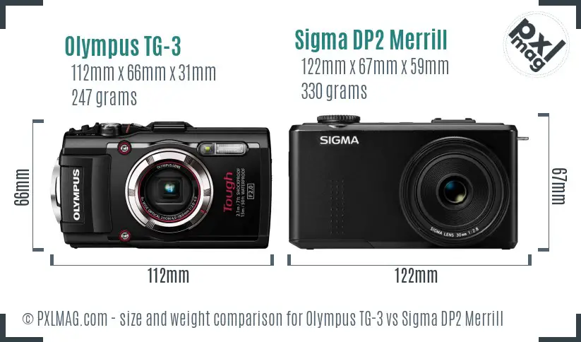 Olympus TG-3 vs Sigma DP2 Merrill size comparison Olympus TG-3 vs Sigma DP2 Merrill size comparison
