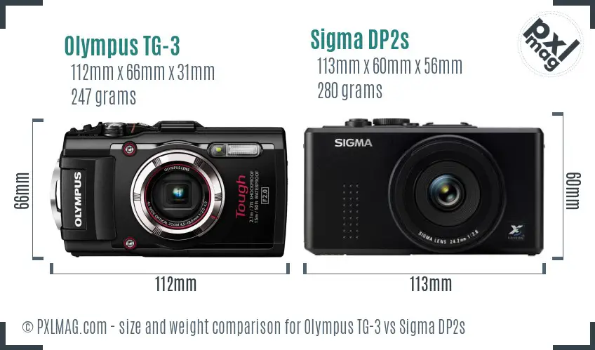 Olympus TG-3 vs Sigma DP2s size comparison Olympus TG-3 vs Sigma DP2s size comparison