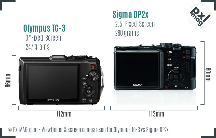 Olympus TG-3 vs Sigma DP2x Screen and Viewfinder comparison Olympus TG-3 vs Sigma DP2x Screen and Viewfinder comparison