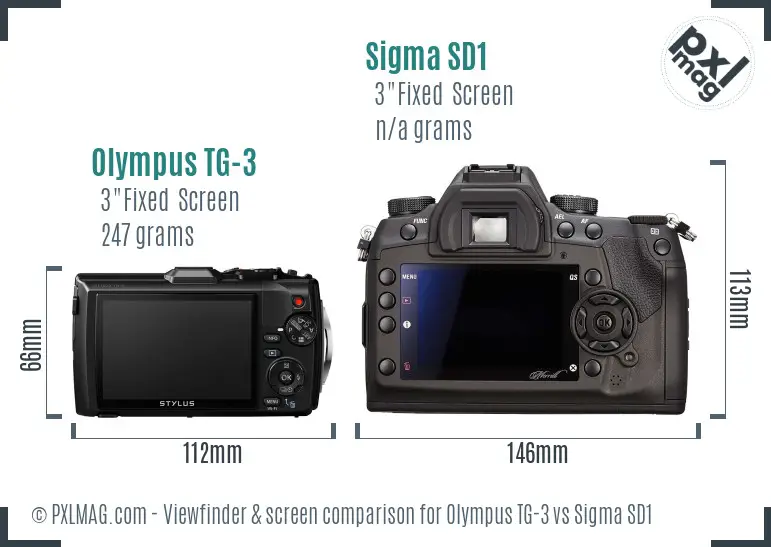 Olympus TG-3 vs Sigma SD1 Screen and Viewfinder comparison