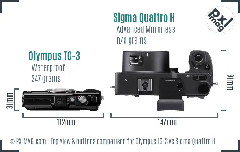 Olympus TG-3 vs Sigma Quattro H top view buttons comparison