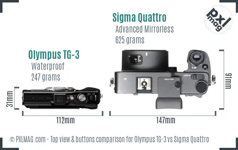 Olympus TG-3 vs Sigma Quattro top view buttons comparison