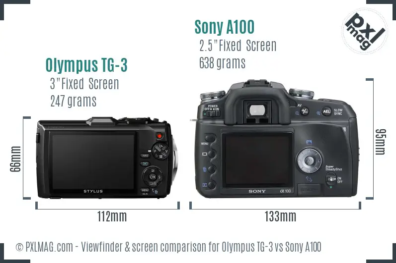 Olympus TG-3 vs Sony A100 Screen and Viewfinder comparison