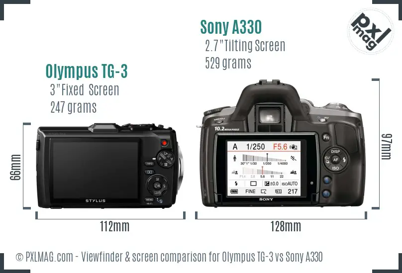 Olympus TG-3 vs Sony A330 Screen and Viewfinder comparison