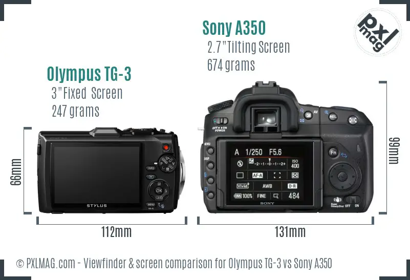 Olympus TG-3 vs Sony A350 Screen and Viewfinder comparison