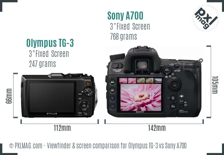 Olympus TG-3 vs Sony A700 Screen and Viewfinder comparison