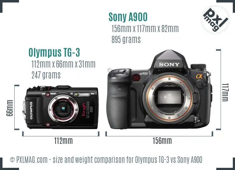 Olympus TG-3 vs Sony A900 size comparison
