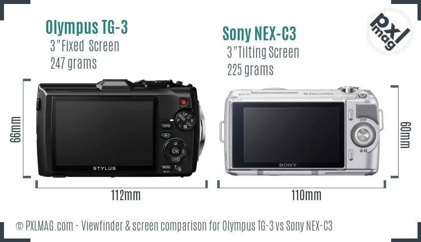 Olympus TG-3 vs Sony NEX-C3 Screen and Viewfinder comparison