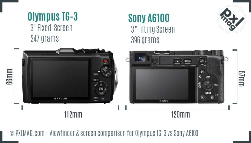 Olympus TG-3 vs Sony A6100 Screen and Viewfinder comparison