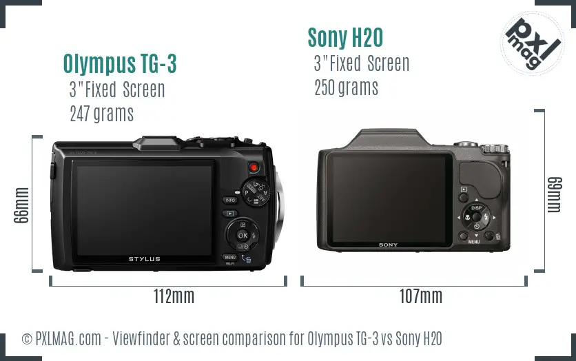 Olympus TG-3 vs Sony H20 Screen and Viewfinder comparison