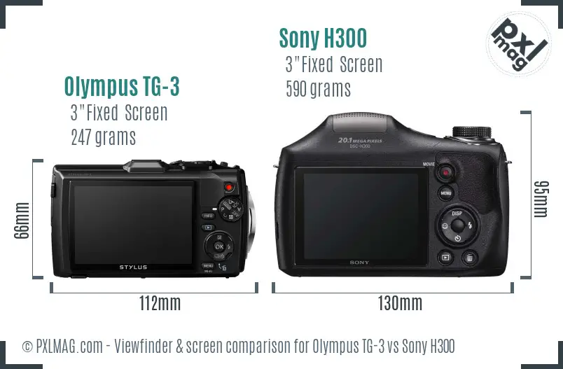 Olympus TG-3 vs Sony H300 Screen and Viewfinder comparison