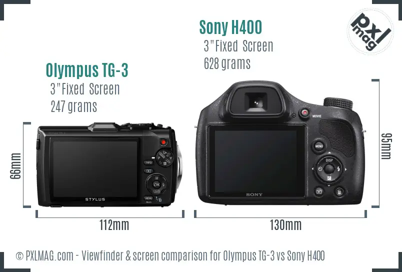 Olympus TG-3 vs Sony H400 Screen and Viewfinder comparison