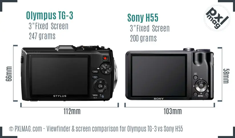 Olympus TG-3 vs Sony H55 Screen and Viewfinder comparison