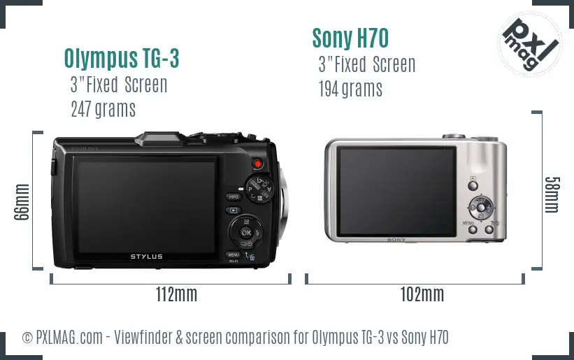 Olympus TG-3 vs Sony H70 Screen and Viewfinder comparison
