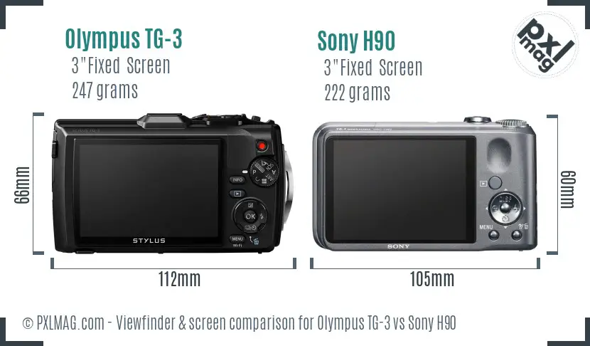 Olympus TG-3 vs Sony H90 Screen and Viewfinder comparison