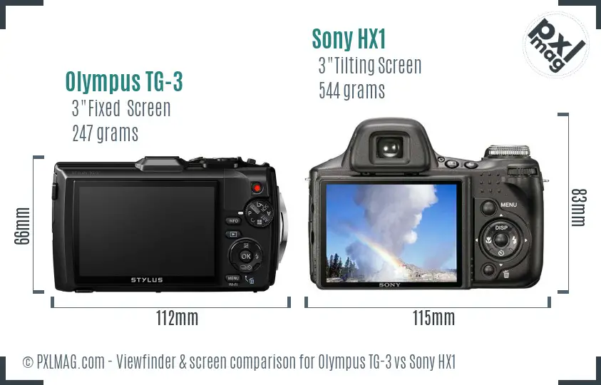 Olympus TG-3 vs Sony HX1 Screen and Viewfinder comparison