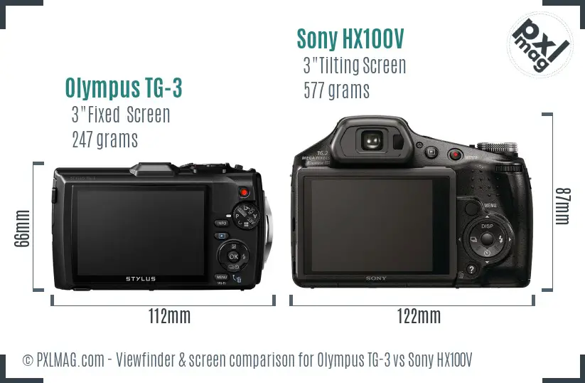 Olympus TG-3 vs Sony HX100V Screen and Viewfinder comparison