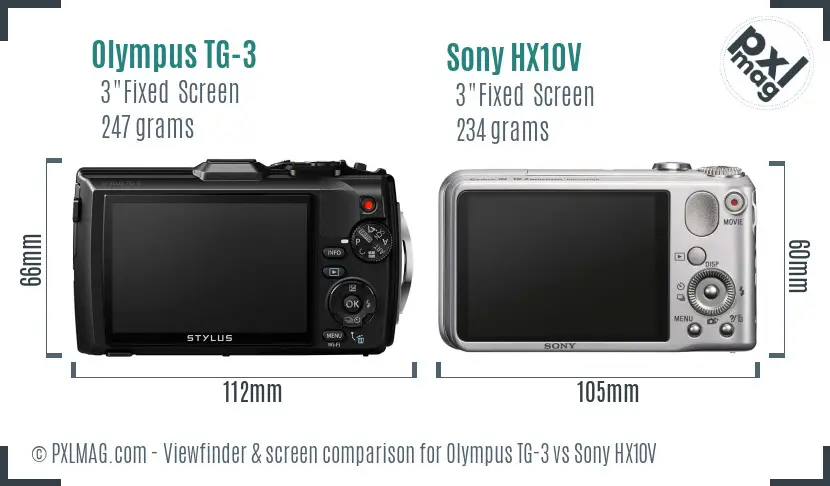 Olympus TG-3 vs Sony HX10V Screen and Viewfinder comparison