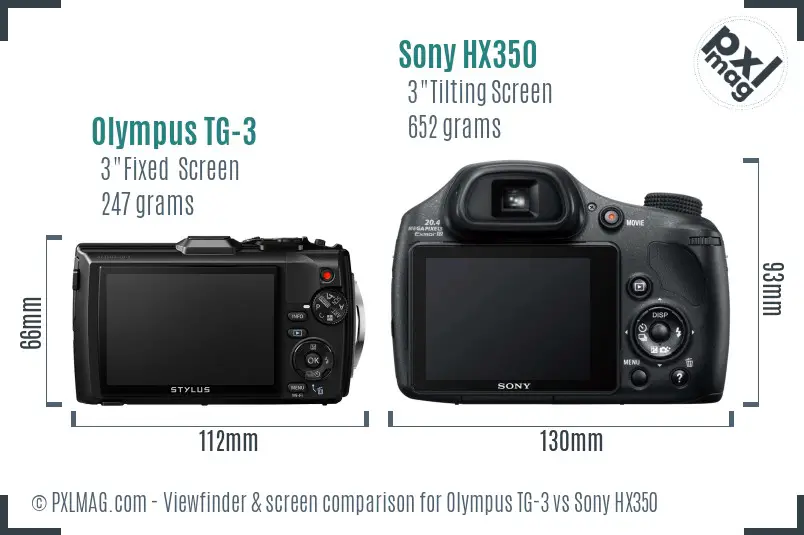 Olympus TG-3 vs Sony HX350 Screen and Viewfinder comparison