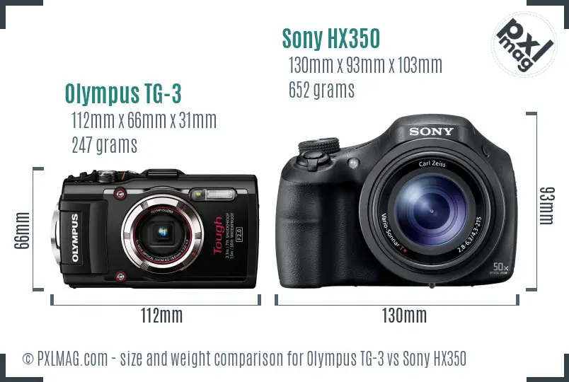 Olympus TG-3 vs Sony HX350 size comparison