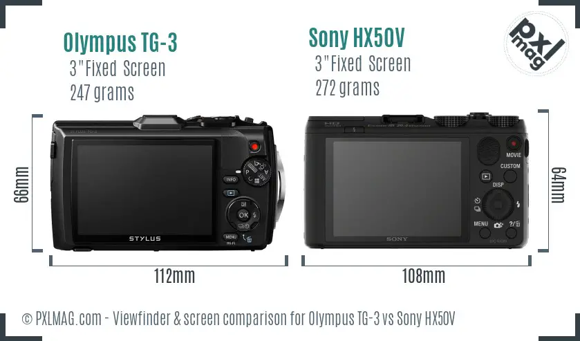 Olympus TG-3 vs Sony HX50V Screen and Viewfinder comparison
