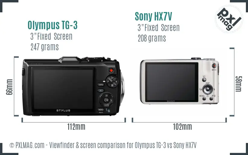 Olympus TG-3 vs Sony HX7V Screen and Viewfinder comparison