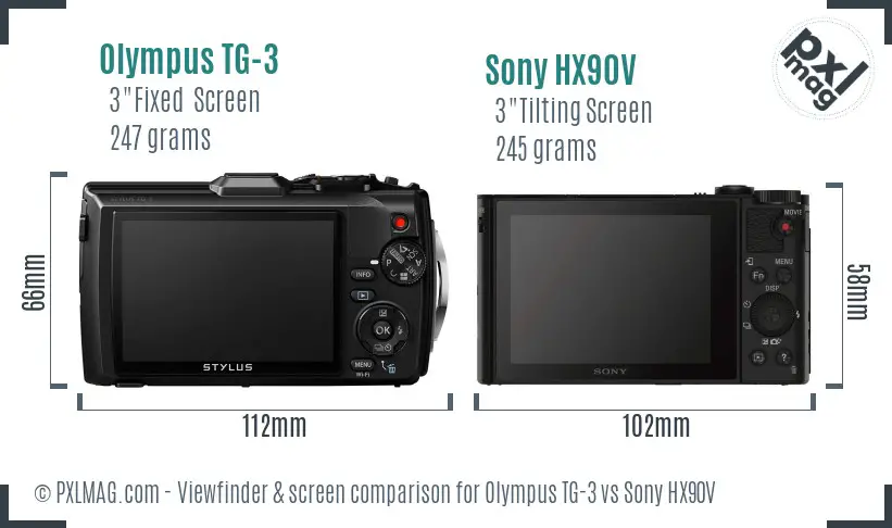 Olympus TG-3 vs Sony HX90V Screen and Viewfinder comparison