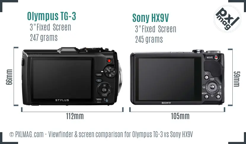 Olympus TG-3 vs Sony HX9V Screen and Viewfinder comparison