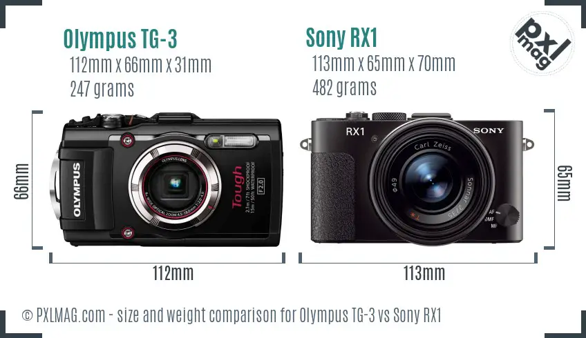 Olympus TG-3 vs Sony RX1 size comparison