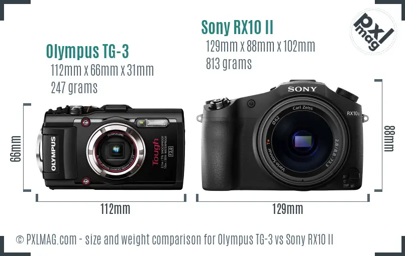 Olympus TG-3 vs Sony RX10 II size comparison