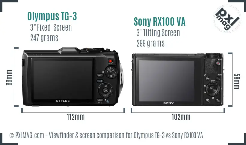 Olympus TG-3 vs Sony RX100 VA Screen and Viewfinder comparison