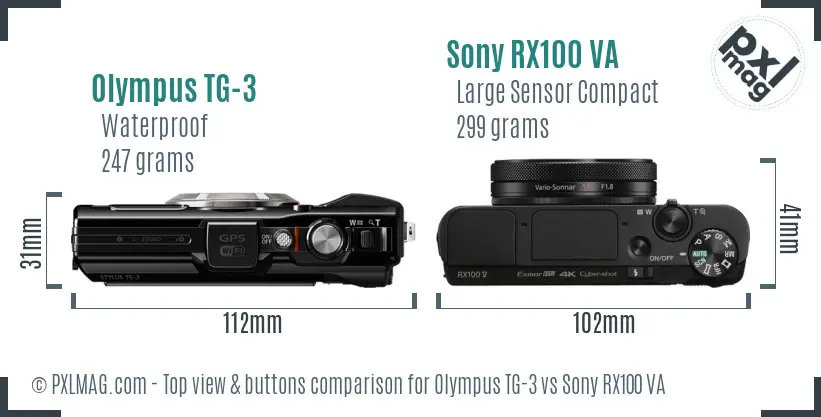 Olympus TG-3 vs Sony RX100 VA top view buttons comparison