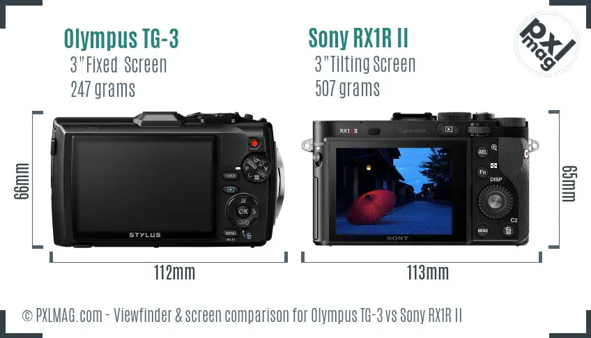 Olympus TG-3 vs Sony RX1R II Screen and Viewfinder comparison