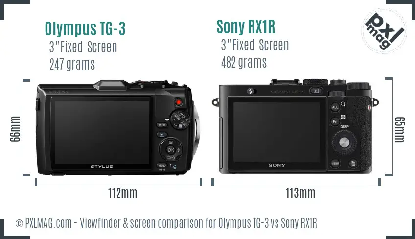 Olympus TG-3 vs Sony RX1R Screen and Viewfinder comparison