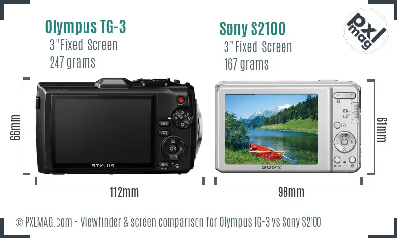 Olympus TG-3 vs Sony S2100 Screen and Viewfinder comparison