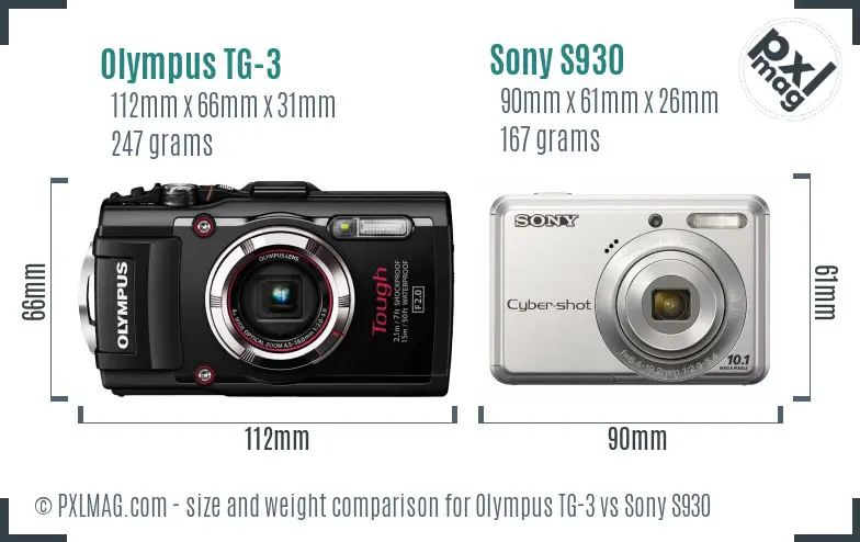 Olympus TG-3 vs Sony S930 size comparison