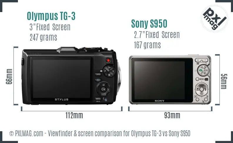 Olympus TG-3 vs Sony S950 Screen and Viewfinder comparison