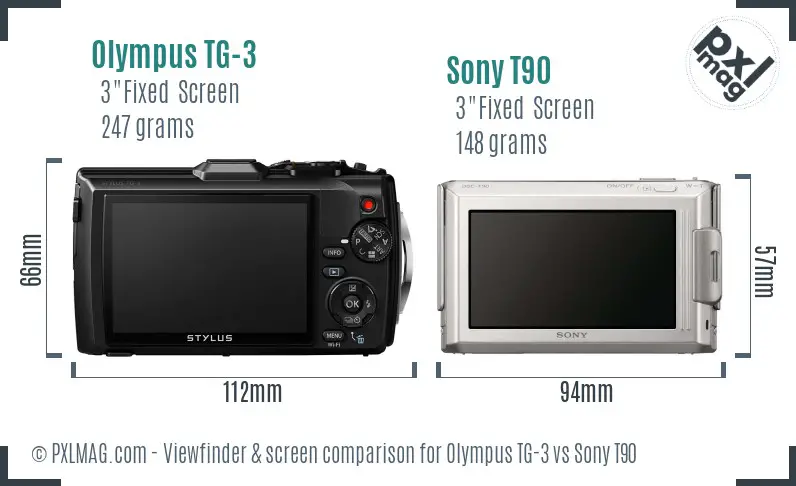 Olympus TG-3 vs Sony T90 Screen and Viewfinder comparison