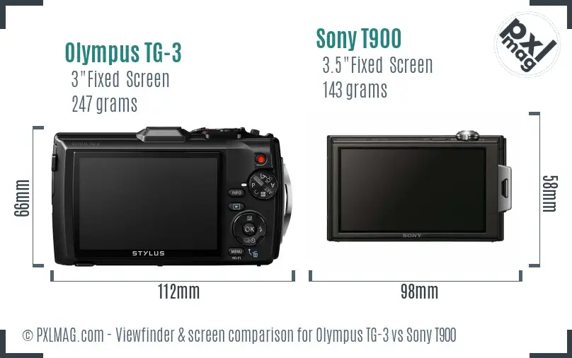 Olympus TG-3 vs Sony T900 Screen and Viewfinder comparison