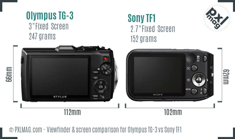 Olympus TG-3 vs Sony TF1 Screen and Viewfinder comparison