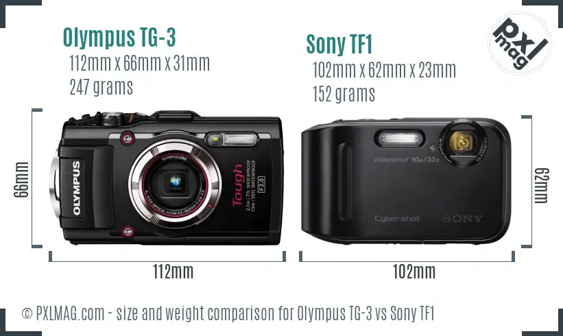Olympus TG-3 vs Sony TF1 size comparison
