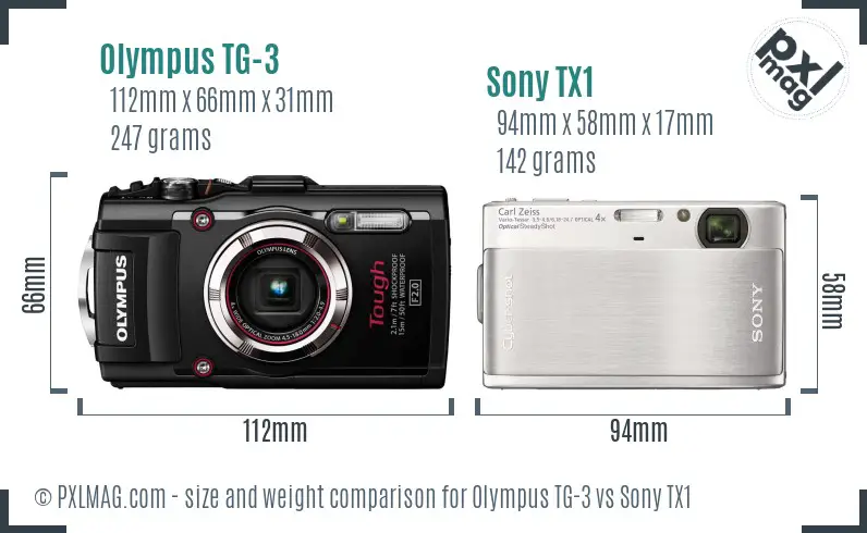 Olympus TG-3 vs Sony TX1 size comparison