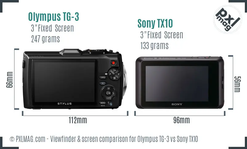 Olympus TG-3 vs Sony TX10 Screen and Viewfinder comparison