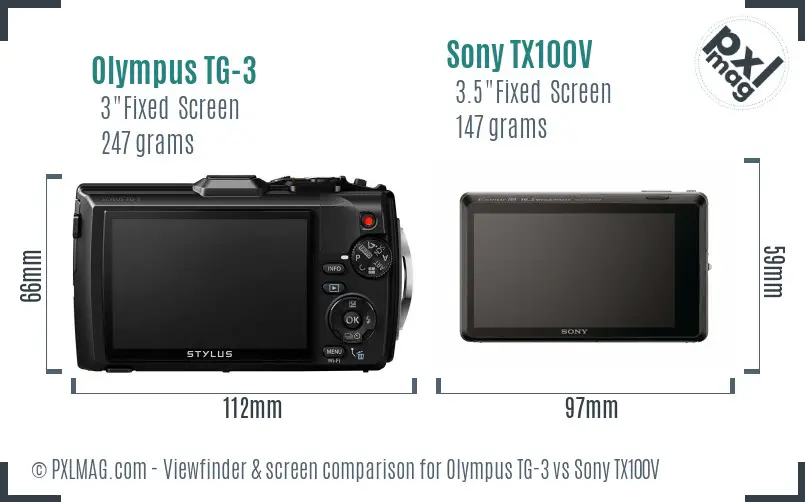 Olympus TG-3 vs Sony TX100V Screen and Viewfinder comparison