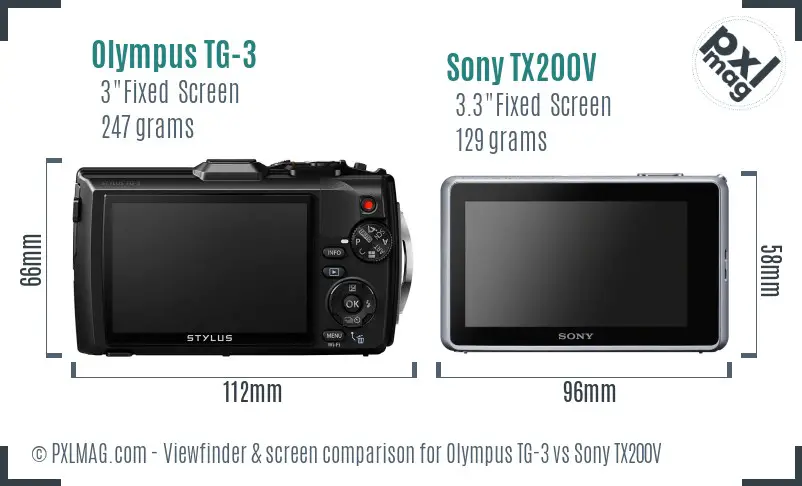 Olympus TG-3 vs Sony TX200V Screen and Viewfinder comparison